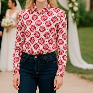 GAP Pink Floral Button Down Shirt